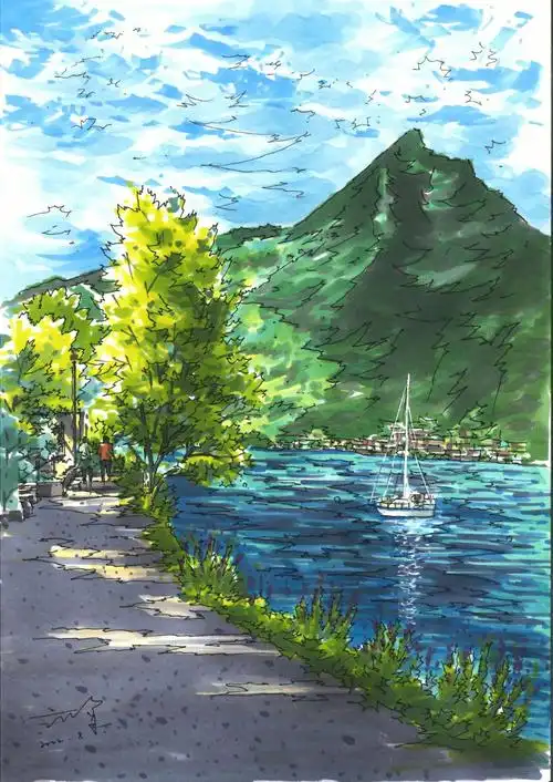 马克笔写生步骤#景观手绘  #景观设计考研  #手绘  #环艺考研  #风景