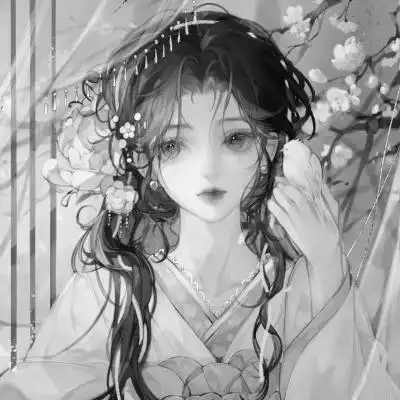 动漫古风头像黑白图片