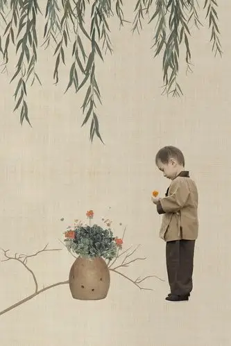 一组灰常勉强的儿童工笔画图片