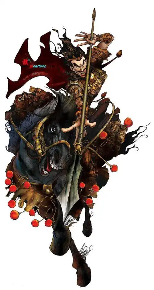 求一项羽图案纹身用的霸气的手握戟的你懂的