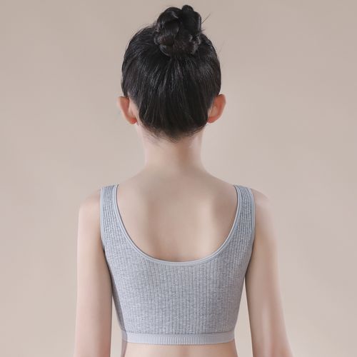 16岁女童纯棉发育期小背心内衣双层中小学生女孩抹胸无钢圈裹胸