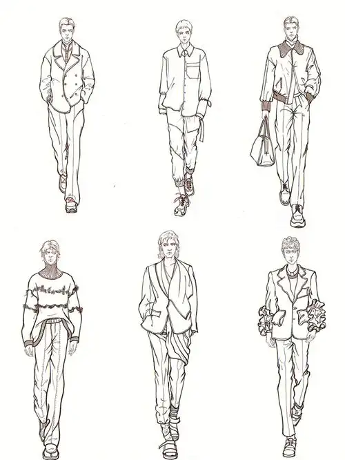 服装效果图线稿男连习
