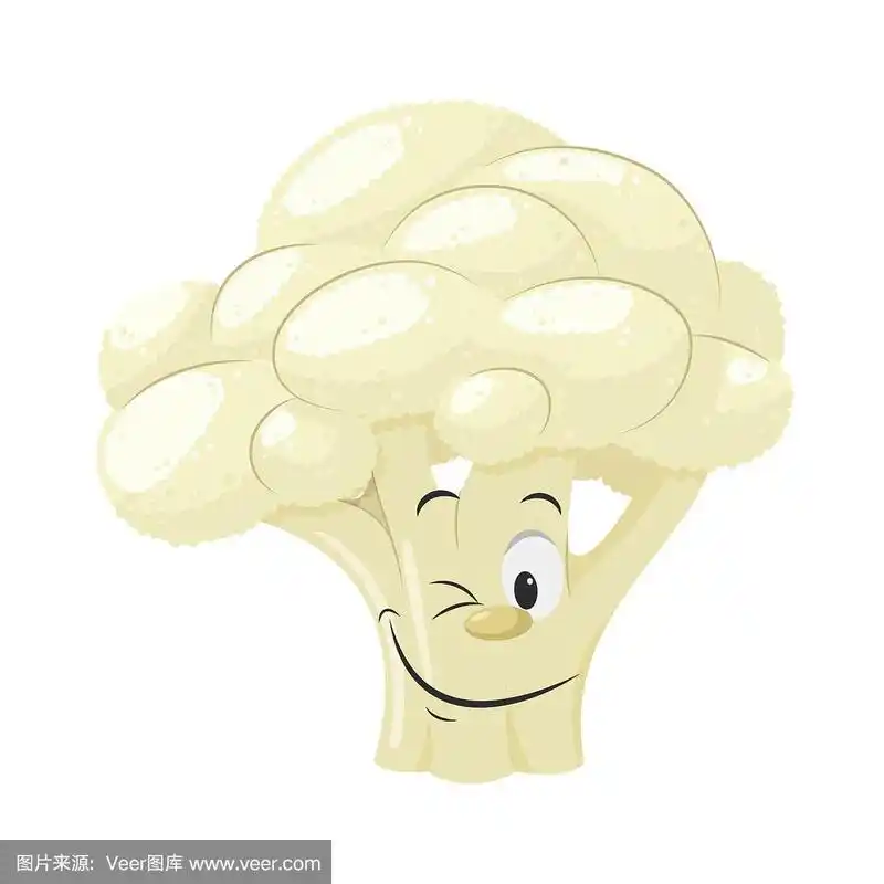 蔬菜人物收集:矢量插图的一个有趣的微笑菜花在卡通风格.