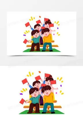 手绘卡通观众席欢呼加油插画元素