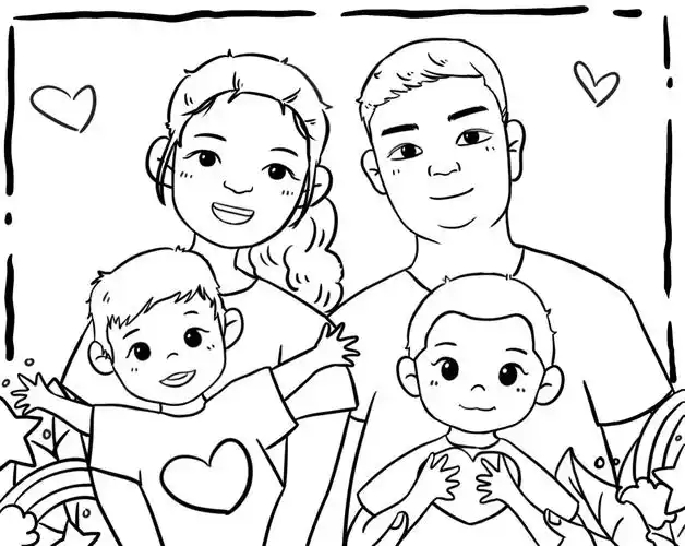 全家福照片绘画