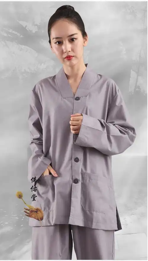 修行服装居士服女士 佛教衣服法会棉布套装男女士款朝山拜佛海青僧服