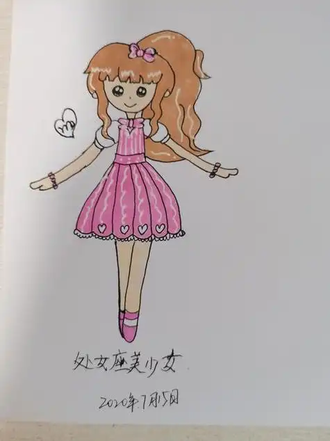 星座简笔画十二星座文化小伶玩具12星座简笔画之处女娃娃0650十二星座