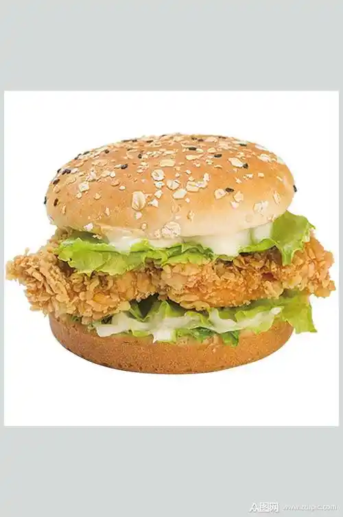 燕麦香辣鸡肉汉堡美食图片