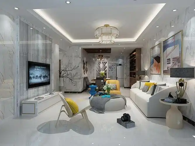 现代客厅瓷砖装修效果图