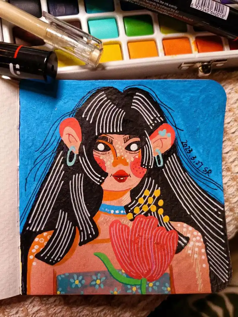 热爱才有热情|丙烯马克笔原创绘画.#创作灵感 这副改了好久, - 抖音