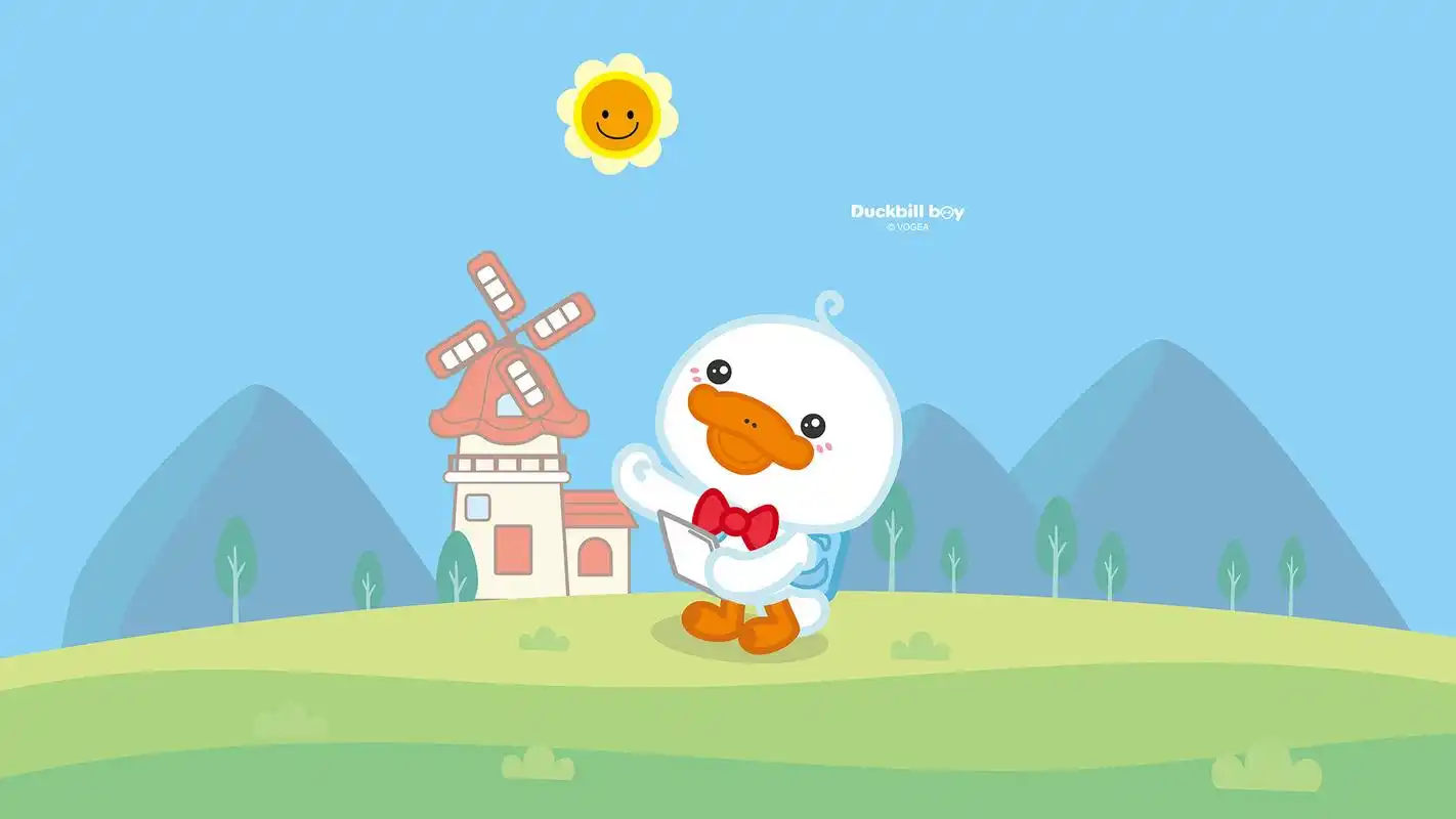 鸭嘴兽男孩春游卡通图片桌面壁纸高清大图预览1920x1080_卡通动漫下载