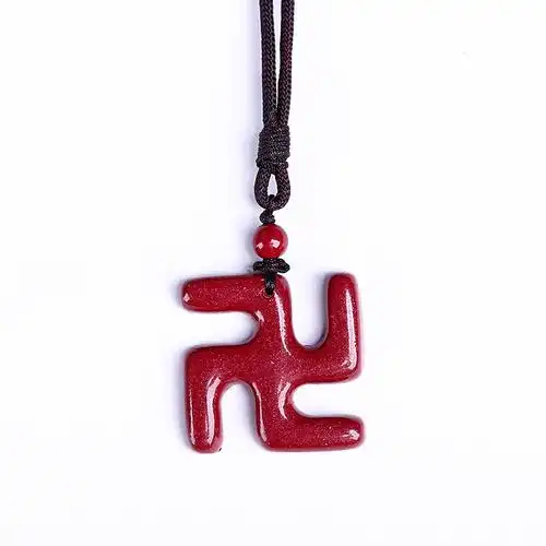 藏传佛教万字符吊坠原矿石朱砂卍吉祥护身挂件饰品紫金砂平安如意