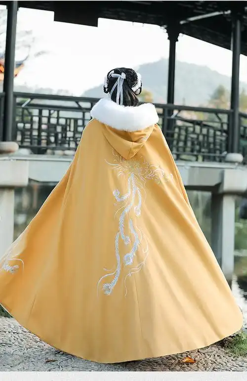 督型汉服斗篷披风情侣cp男女冬中国风刺绣加绒加厚超长款古装外套灰色