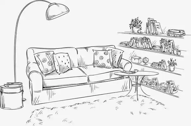 手绘简洁雅致客厅