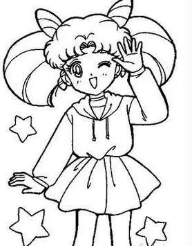 卡通人物简笔画美少女有颜色