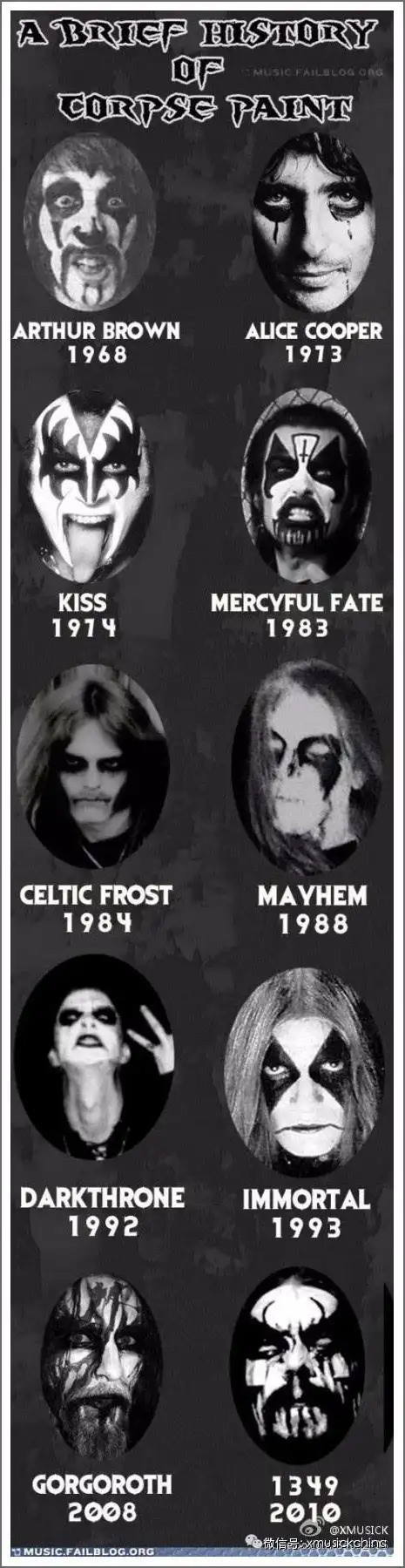 corpse paint(尸妆,尸脸),黑金属特有的表现形式.