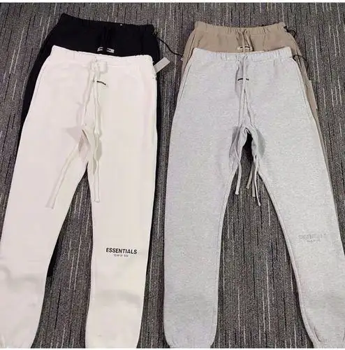 正确版fear of god essentials 3m反光高街抽绳长裤fog刺绣休闲裤