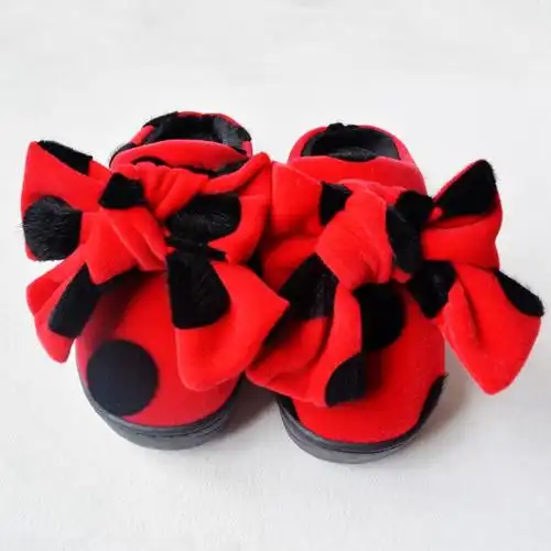 2016高跟厚底秋冬新款棉拖鞋 蝴蝶结厚