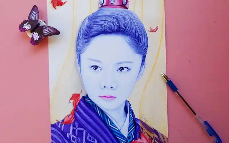 圆珠笔手绘《锦衣之下》谭松韵