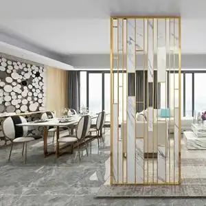 挡煞屏风隔断进户门轻奢客厅卧室简约金属花格装饰不锈钢入户玄关