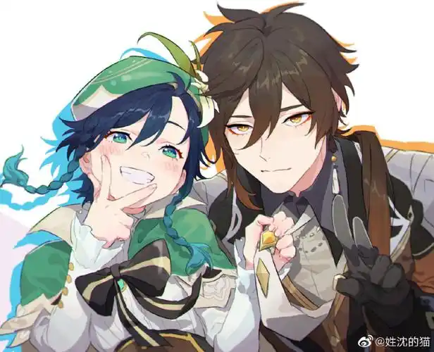 温迪&钟离 源自印【侵删】