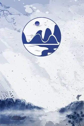 复古风蓝色简约风海报banner背景