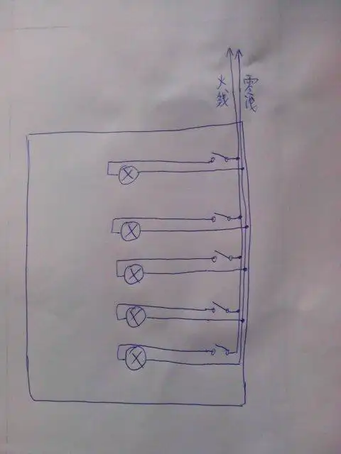在一个空房里装五个灯五个开关控制,怎么排线