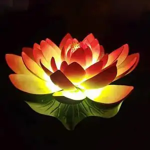 太阳能装饰荷花灯led河灯美陈公园园林池塘水漂景观灯发光莲花灯