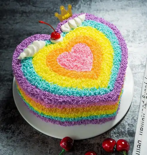 彩色蛋糕配送生日蛋糕北京市同城创意彩虹