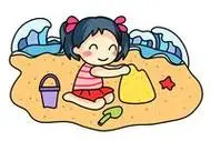 小朋友海边游玩简笔画