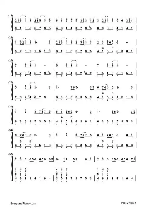 上弦之月黒うさp双手简谱预览2