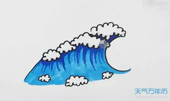 蓝色波浪简笔画