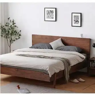 胡桃木结婚床全实木极简黑胡桃樱桃木白蜡木单人双人主卧结婚床实用床