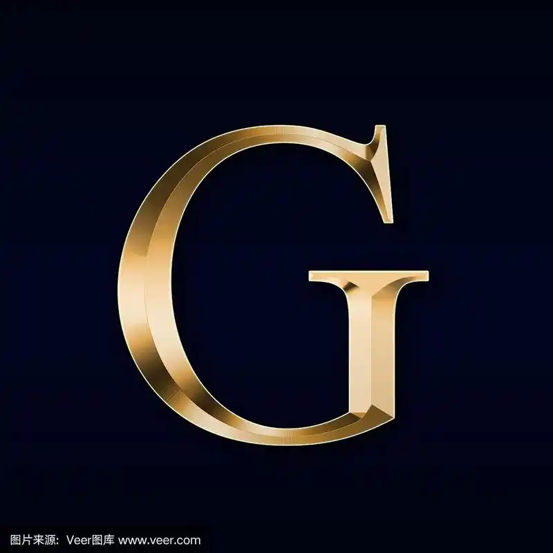 黑色背景上的金色字母g
