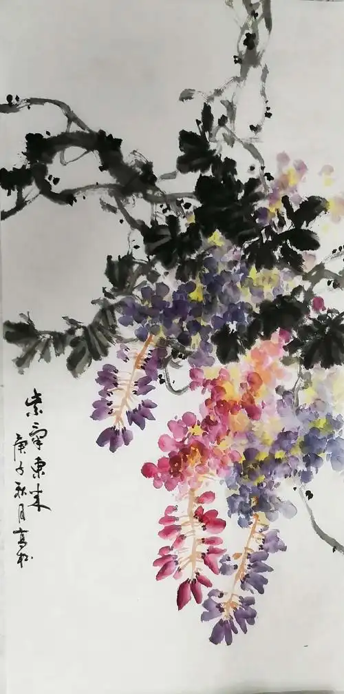 网上老年大学写意画班高松老师第十三课;画紫藤