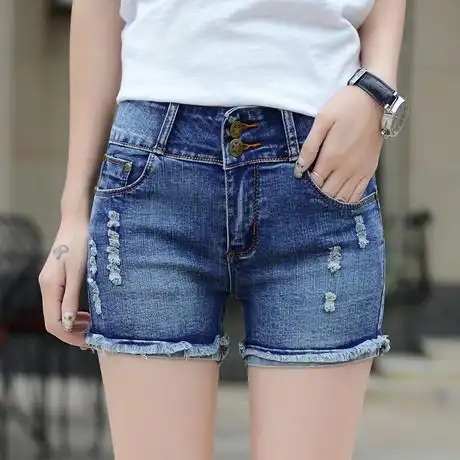 【牛仔短裤】_牛仔高腰短裤图片_新款弹力短裤价格_搭配分享 - 爱逛街