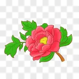 牡丹花牡丹红花手绘卡通元素