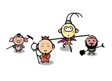 师徒四人|插画|商业插画|舞小画 - 原创西游记图片卡通简笔画 孙悟空