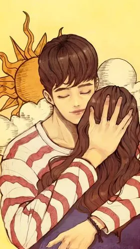 温馨韩版手绘情侣