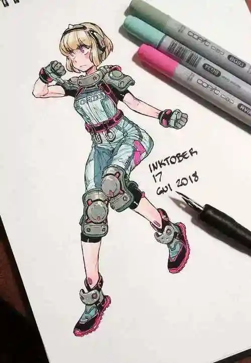 不会画人物吗马克笔酷女孩素材很赞很漂亮喜欢收藏