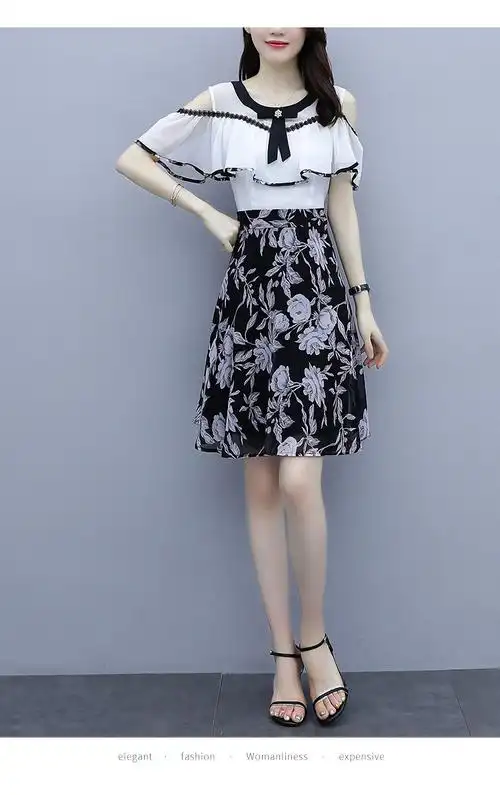 夏季热卖 雪纺连衣裙2020新款夏天女装洋气小个子夏装搭配碎花裙子显