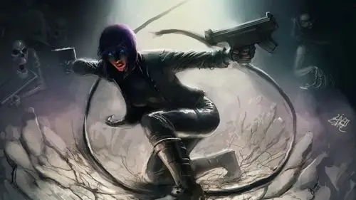 绘画艺术,女孩,枪,光,暗 壁纸