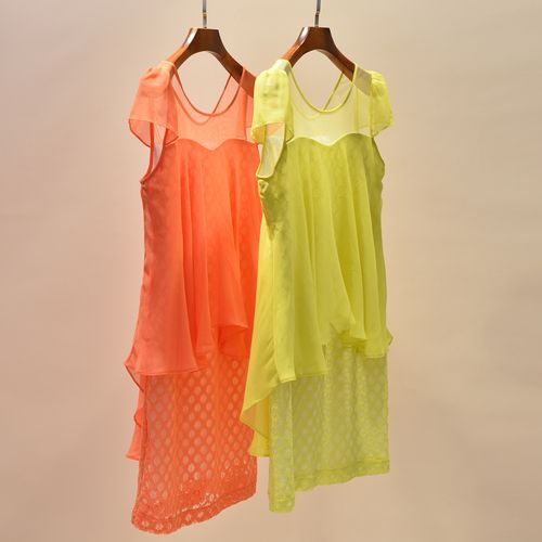 20夏 季*风 熟女风网纱透视性感蕾丝显瘦雪纺连衣裙女 8532ld111