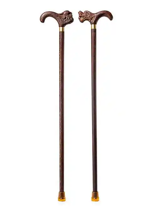 正品柒木堂红木老人拐杖防滑实木龙头拐扙鸡翅木头老年人手杖拐棍