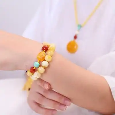 蜜蜡项链女佛珠图片