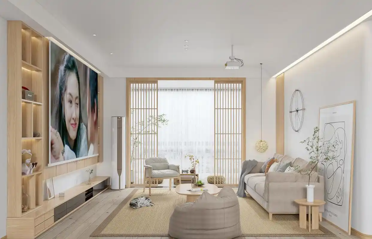 简单舒适的日式风客厅设计效果图.  你喜欢这样的装修吗?