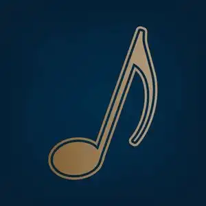 音符边框音乐音符符号. 矢量. 黑色青色背景下的金色图标和边框.照片