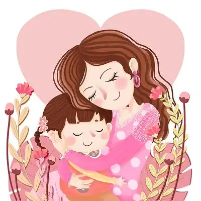 节妈妈孩子玩耍嬉戏原创插画海报彩色手绘卡通母亲孩子妈妈抱婴儿母亲