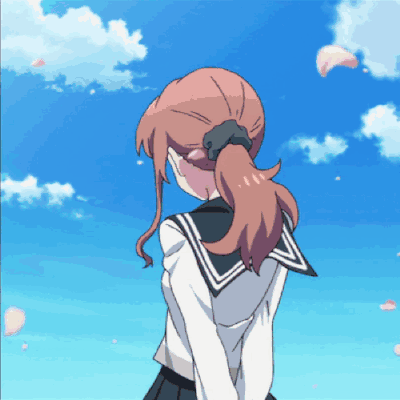 回头 微笑 花瓣 天空