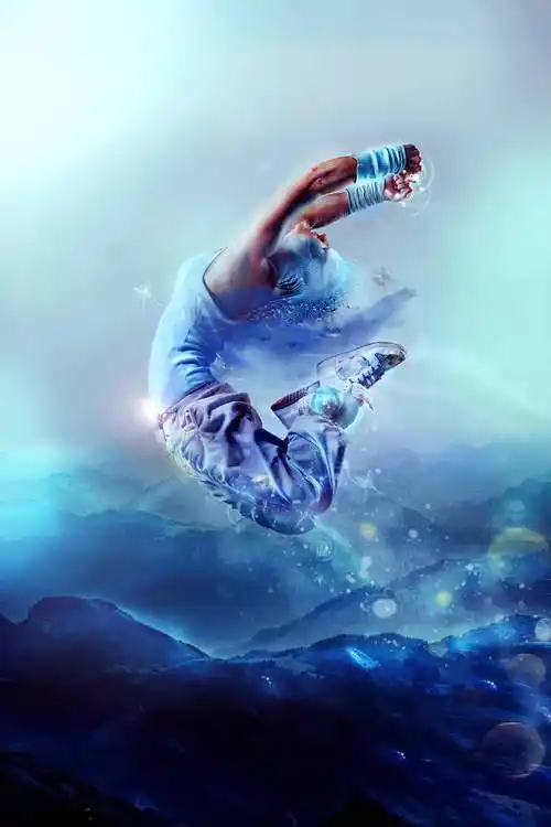 海报设计通过ps把人物制作成像鸟一样飞翔的艺术海报4